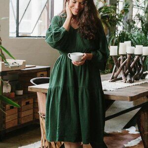 SUUNDAY The Sara Dress in Kombu Green Sz Medium $158